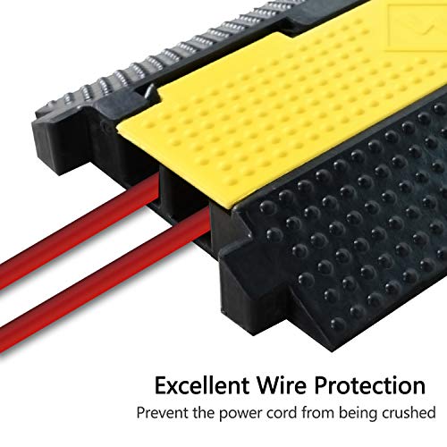 3 Pack Rubber Cable Ramp Hose Cable Protector Ramp 2 Channel 22000Lbs Load Capacity Traffic Speed Bump Wires Power Lines Extension Cord Cover for Indoor Outdoor (3 Count)