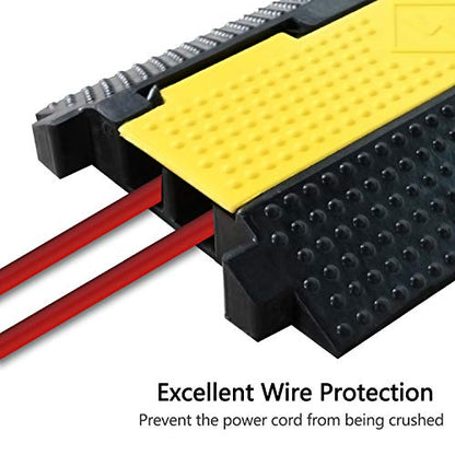 3 Pack Rubber Cable Ramp Hose Cable Protector Ramp 2 Channel 22000Lbs Load Capacity Traffic Speed Bump Wires Power Lines Extension Cord Cover for Indoor Outdoor (3 Count)