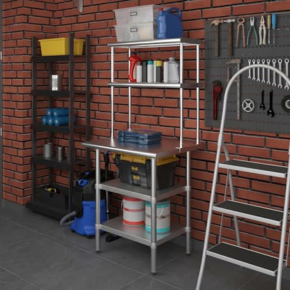 Stainless Steel Work Table with 2 Shelves