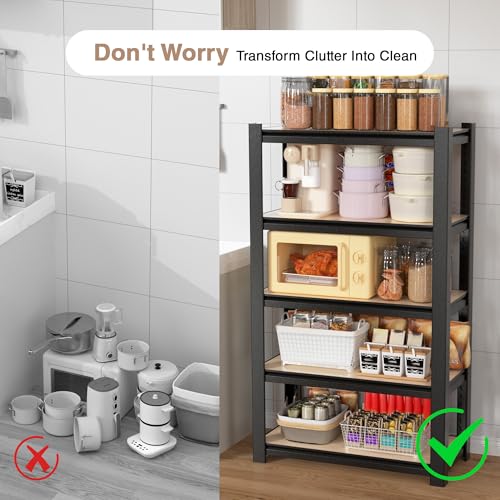 5 Tier Black Shelving with Board (5 Count)