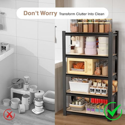5 Tier Black Shelving with Board (5 Count)