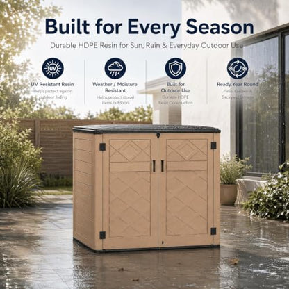 Outdoor Storage Cabinet 38 Cu.Ft Horizontal Resin Storage Shed