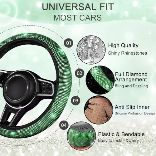 Bling Car Floor Mats Full Set and Steering Wheel Cover