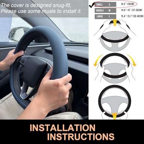 Nappa Leather Steering Wheel Cover for Tesla Model Y