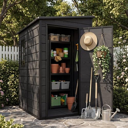 5x4 FT Resin Outdoor Storage Shed with Floor & Window