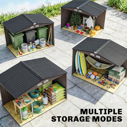 9' x 6' Outdoor Storage Shed Garden Tool Metal Shed Brown