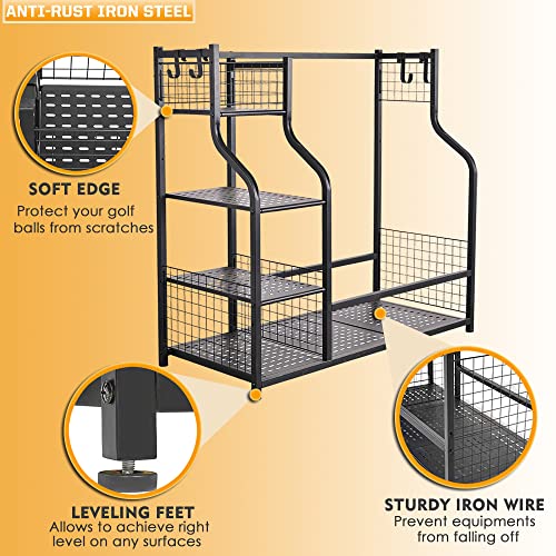 2 Golf Bags Rack Garage Storage Organizer Metal Black Storage Stand