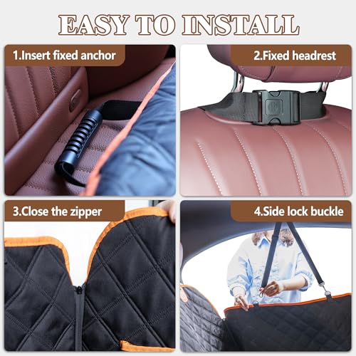 Hard Bottom Waterproof Dog Seat Cover Hammock for Full Size Truck