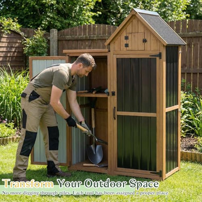 Outdoor Storage Cabinet Weatherproof with 3 Adjustable Shelves
