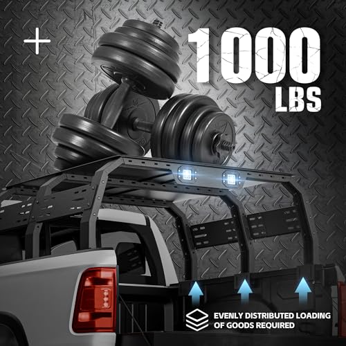 19.2 22.3" Hight Bed Racks Truck Cargo Carrier with 2 LED Lights Compatible with Tacoma
