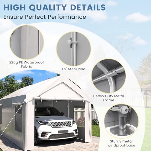 Carport 10' x 20' Heavy Duty Carport with Roll