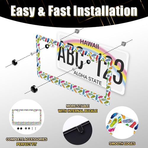 Stainless Steel Beach Flip Flops License Plate Frame 12.3 x 6.3 Inch