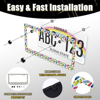 Stainless Steel Beach Flip Flops License Plate Frame 12.3 x 6.3 Inch
