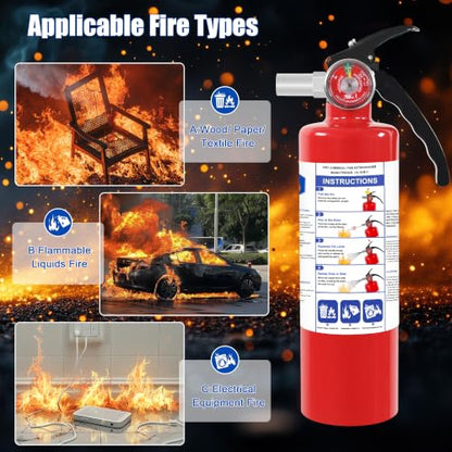 4 Pack ABC Dry Chemical Fire Extinguishers with Mount (4 Count)