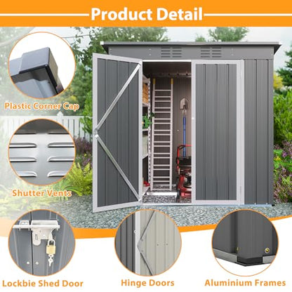 6' x 4' Outdoor Metal Storage Shed