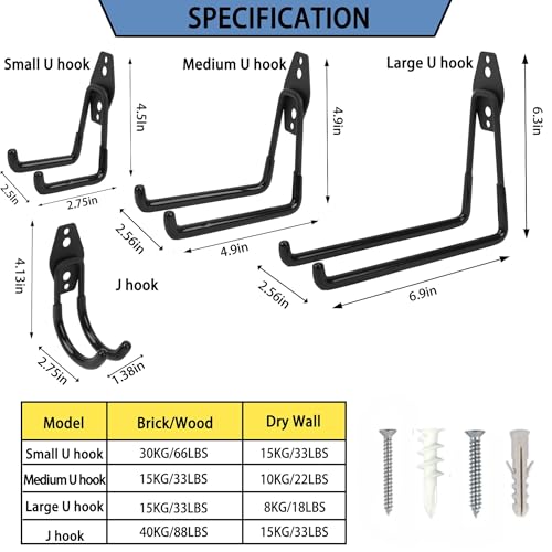 Wall Mount Heavy Duty Garage Hooks (2 Count)