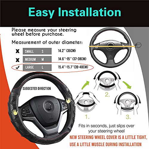 Large Size Steering Wheel Cover Great Grip 15.7In Black