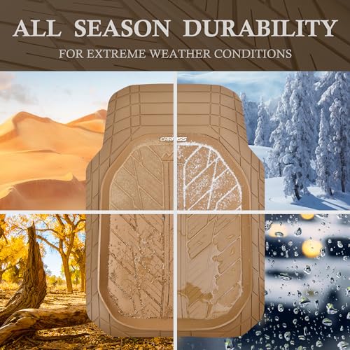 Tire Tread DeepDish Rubber Floor Mats for car Heavy Duty car mats All Weather (4 Count)