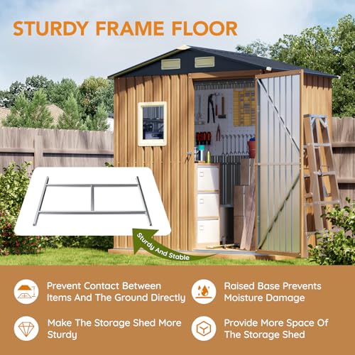 6X4FT Garden Storage Shed with Frame Floor