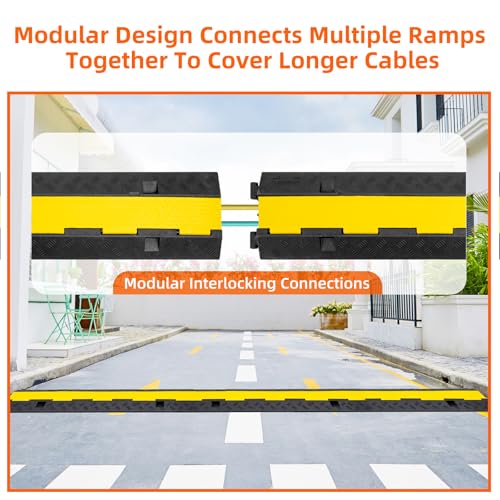 3 Pack 2 Channel Cable Protector Ramp Traffic Wire and Hose Ramp Cord Cover Heavy Duty Channels 18 (3 Count)