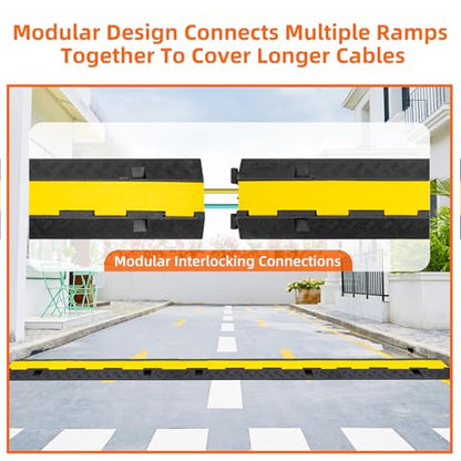 3 Pack 2 Channel Cable Protector Ramp Traffic Wire and Hose Ramp Cord Cover Heavy Duty Channels 18 (3 Count)
