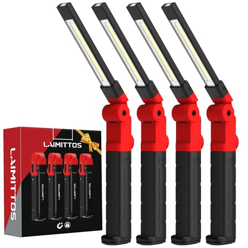 Rechargeable Work Light 2200mAh Magnetic LED Work Light Flashlight Mechanic Light Tool for Men Him (4 Count)