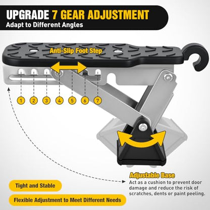 Car Door Step Universal Aluminum Latch Step for Car Roof Access Portable Folding Car Door Latch Hook Step Multi
