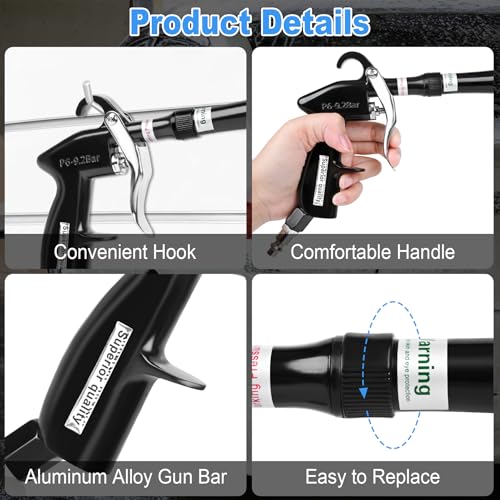 Air Blow Gun Car Detailing Dry Cleaning Gun with Tapered Nozzle High Pressure Cleaning Tool
