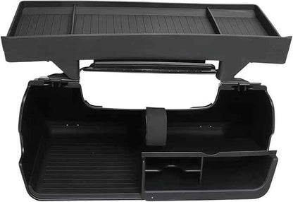 GGCLIMAX Under Screen Storage Organizer Compatible with Tesla Model 3/Y Over Center Console Display Tray ABS+TPE Storage Box with Anti-Skid Design Black/Grey, Dual/Single Storage(Black Dual Storage)