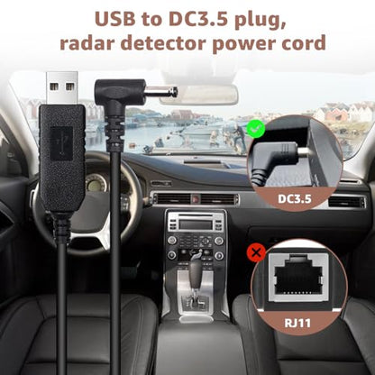 USB to DC3.5 for Cobra Uniden Whistler & Radenso Radar Detector Power Cord (6 Foot)
