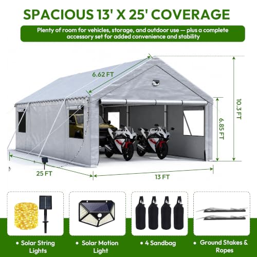 Heavy Duty Carport Canopy 13x25FT