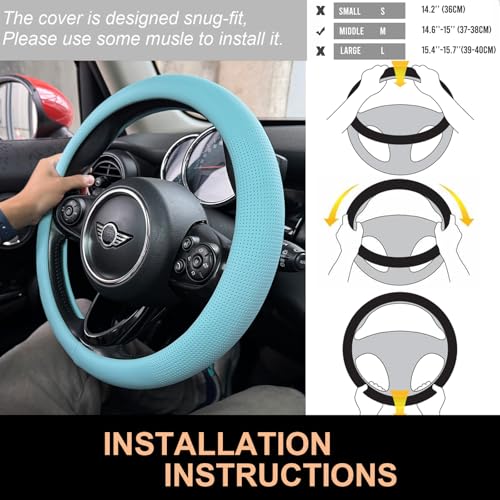 Nappa Leather Steering Wheel Cover Universal 14.5