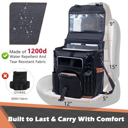 Car Seat Organizer with Lid and Laptop Compartment
