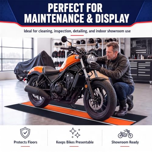 Motorcycle Mat Garage Floor Rug Washable Parking Mats for Garage Floors Non Slip Oil Absorbent Pad Rubber Backing Layer Protects Floor