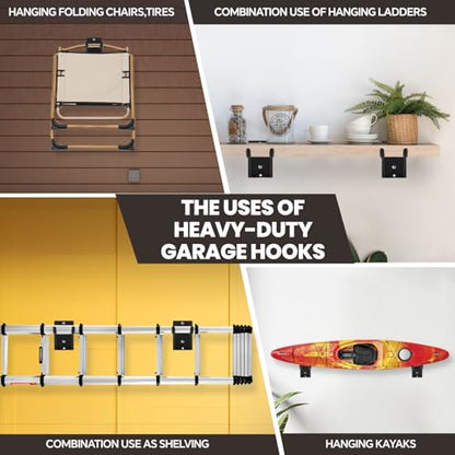 14" Large Heavy Duty Garage Hooks (4 Count)