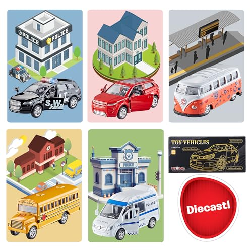 Die Cast Metal Toy Cars Open Doors (5 Count)