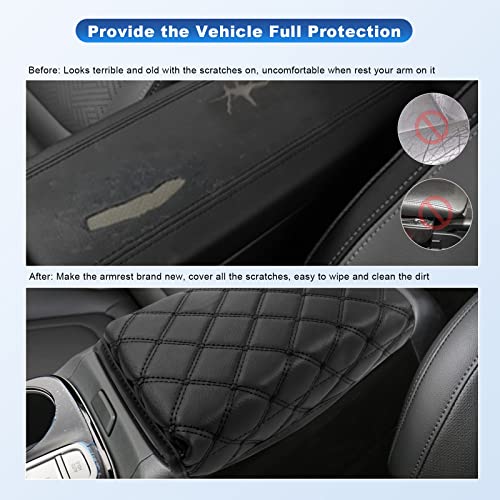 Center Console Cover for 2022 2023 2024 Santa Cruz Pickup Truck Armrest Cover Console Pad Armrest Seat Box Cover Leather Protector 2022 2023 2024 Santa Cruz Car Interior Accessories