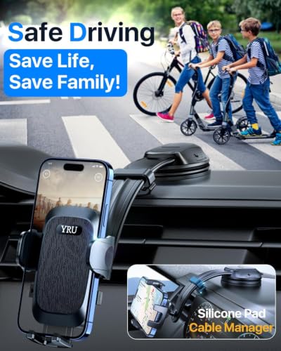 2026 Ultimate Car Phone Holder Mount [Bendable & Adjustable Aluminum Arm] Cell Phone Holder for Car Dashboard Windshield Phone Stand for iPhone 17 16 15 14 Pro Max Samsung Pickup Truck