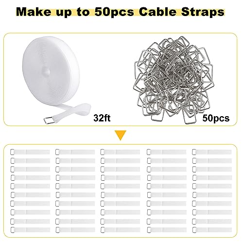 1"x32ft Hook and Loop Straps with 50 Metal Buckles