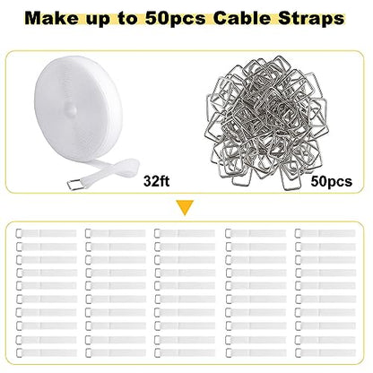 1"x32ft Hook and Loop Straps with 50 Metal Buckles