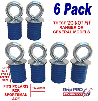 GripPRO ATV Lock & Ride Tie Down Anchors for Polaris RZR (6 Count)