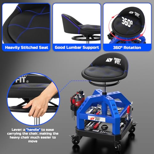 Rolling Shop Stool for Garage with Casters