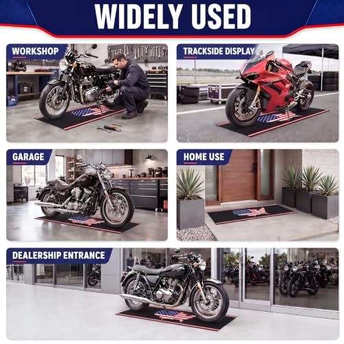 Motorcycle Mat Garage Floor Rug Washable Parking Mats for Garage Floors Non Slip Oil Absorbent Pad Rubber Backing Layer Protects Floor