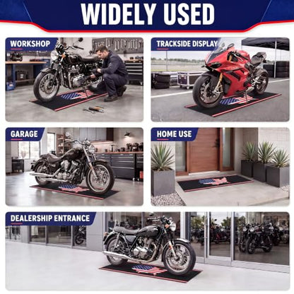 Motorcycle Mat Garage Floor Rug Washable Parking Mats for Garage Floors Non Slip Oil Absorbent Pad Rubber Backing Layer Protects Floor