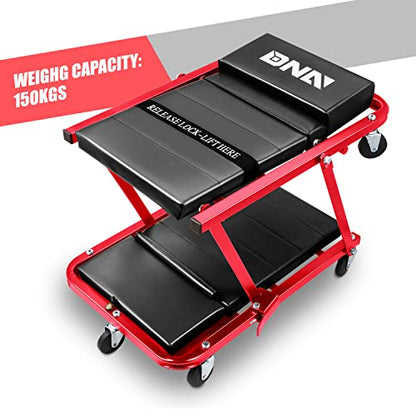 TOOLS 00193 48" 2 IN 1 Folding Rolling Garage Shop Creeper Roller Seat