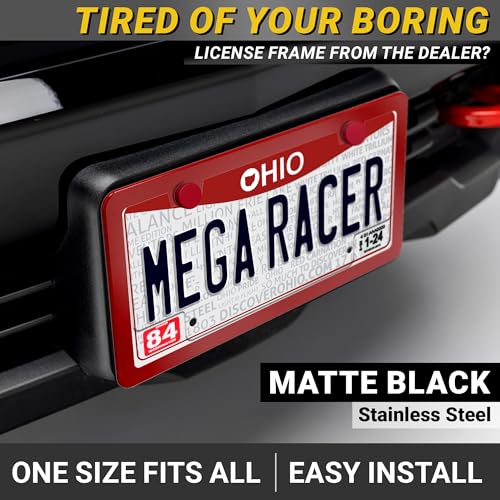 Premium Slim Gloss Red License Plate Frames