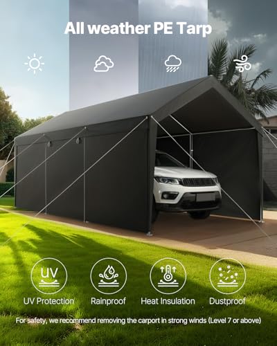Upgraded 10x20 FT Heavy Duty Carport Canopy with Roll