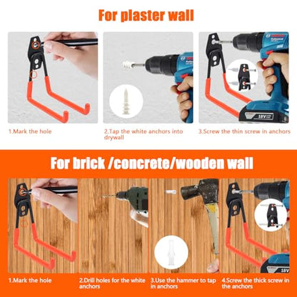 Heavy Duty Garage Storage Hooks 4 Pack Garage Tool Organizer Wall Mount (2 Count)
