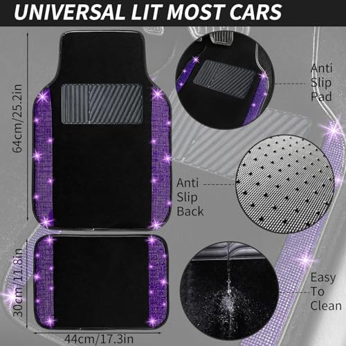 Purple Violet Bling Car Floor Mats Full Set