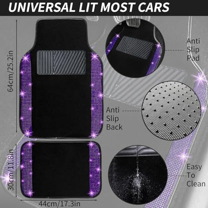 Purple Violet Bling Car Floor Mats Full Set